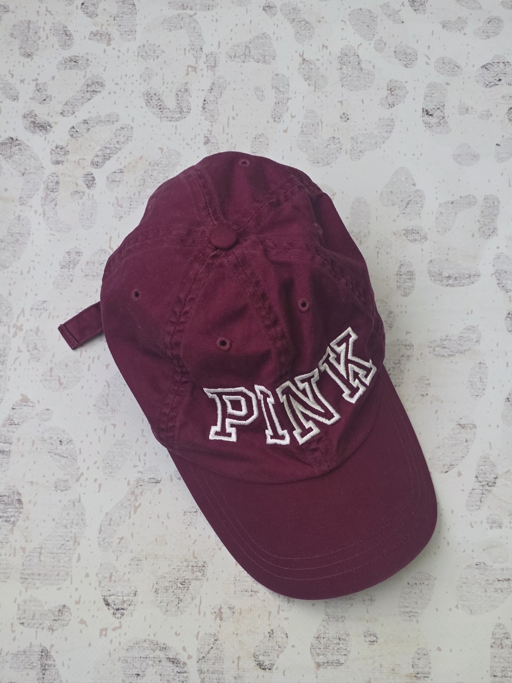 PINK Victoria's Secret Burgundy Baseball Cap with White Embroidery